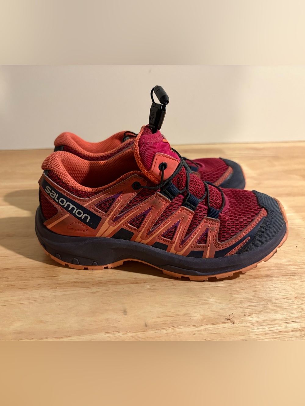 Salomon Kids Trail Sneakers in Burgundy and Coral